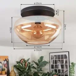 Mertola Plafonnier, Boule lumineuse Ambre, 1 lumière