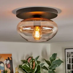 Mertola Plafonnier, Boule lumineuse Ambre, Clair, 1 lumière