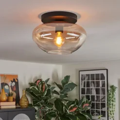 Mertola Plafonnier, Boule lumineuse Ambre, Clair, 1 lumière