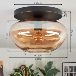 Mertola Plafonnier, Boule lumineuse Ambre, 1 lumière