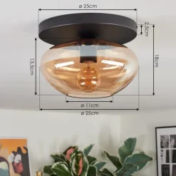 Mertola Plafonnier, Boule lumineuse Ambre, 1 lumière