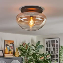 Mertola Plafonnier, Boule lumineuse Ambre, Clair, 1 lumière