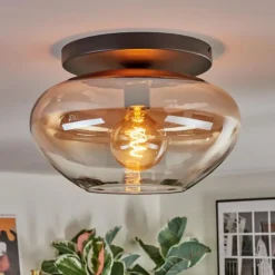 Mertola Plafonnier, Boule lumineuse Ambre, Clair, 1 lumière