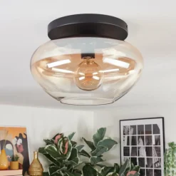 Mertola Plafonnier, Boule lumineuse Ambre, Clair, 1 lumière
