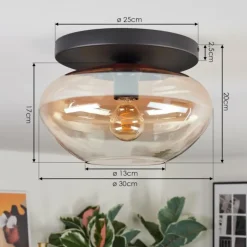 Mertola Plafonnier, Boule lumineuse Ambre, Clair, 1 lumière