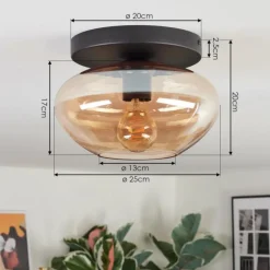 Mertola Plafonnier, Boule lumineuse Ambre, 1 lumière