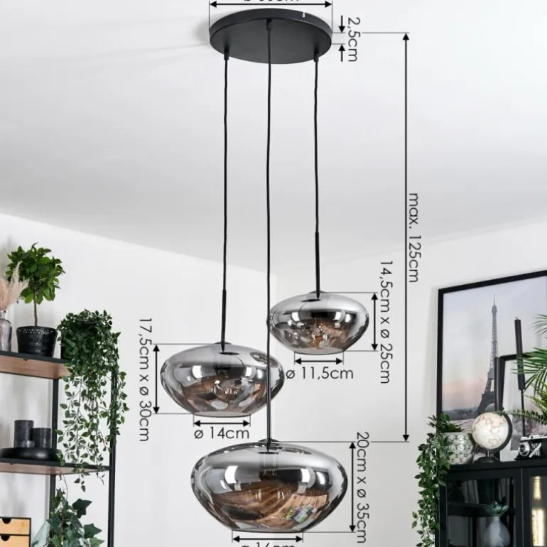 Mertola Suspension, Boule lumineuse Noir, 3 lumières