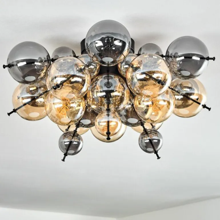 Milheiros Plafonnier, Boule lumineuse Ambre, Fumé, 3 lumières