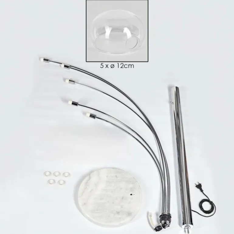 Nikkala Lampadaire Chrome, Blanc, 5 lumières