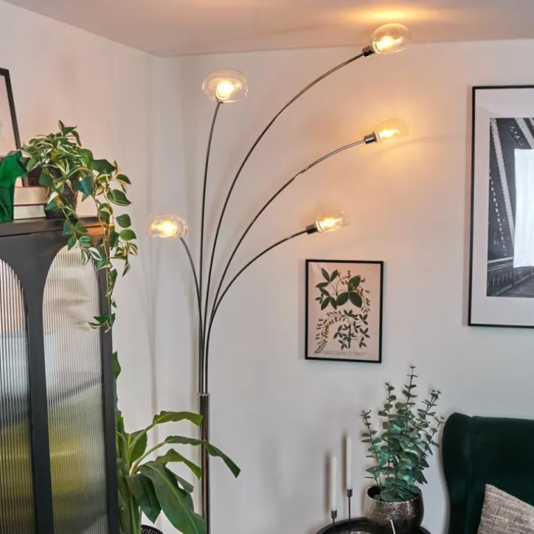 Nikkala Lampadaire Chrome, Blanc, 5 lumières