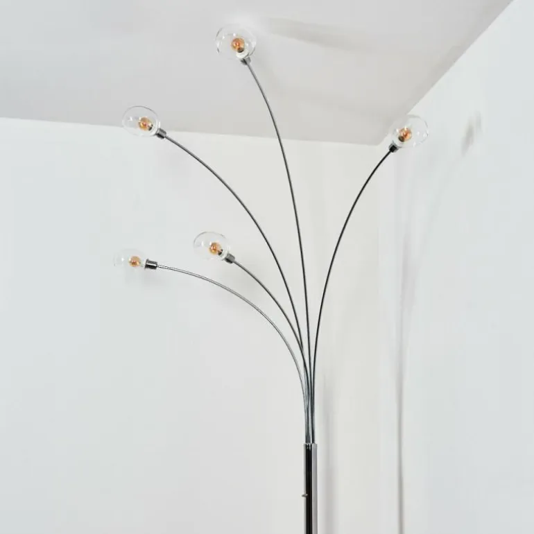 Nikkala Lampadaire Chrome, Blanc, 5 lumières