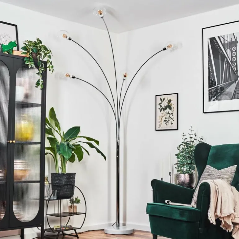 Nikkala Lampadaire Chrome, Blanc, 5 lumières