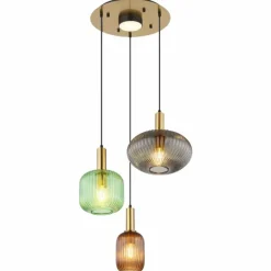 NORMY Suspension Luminaires Globo Lighting Laiton, 3 lumières