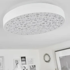 Plafonnier Agodim LED Blanc, 1 lumière, Télécommandes, Changeur de couleurs