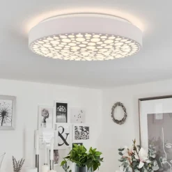 Plafonnier Agodim LED Blanc, 1 lumière, Télécommandes, Changeur de couleurs