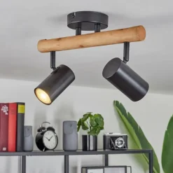 Plafonnier Arbrentin Écru, Noir, 2 lumières