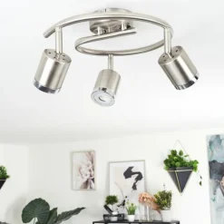 Plafonnier Autilla LED Nickel mat, Blanc, 3 lumières