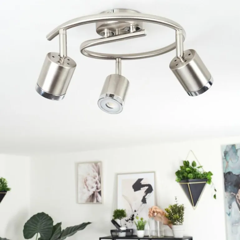 Plafonnier Autilla LED Nickel mat, Blanc, 3 lumières