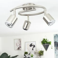 Plafonnier Autilla LED Nickel mat, Blanc, 3 lumières