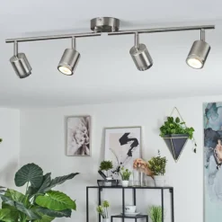 Plafonnier Autilla LED Nickel mat, 4 lumières