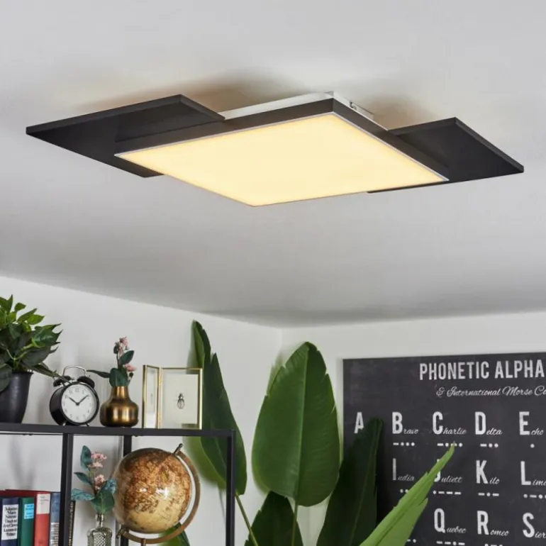 Plafonnier Barullu LED Bois clair, Noir, Blanc, 1 lumière
