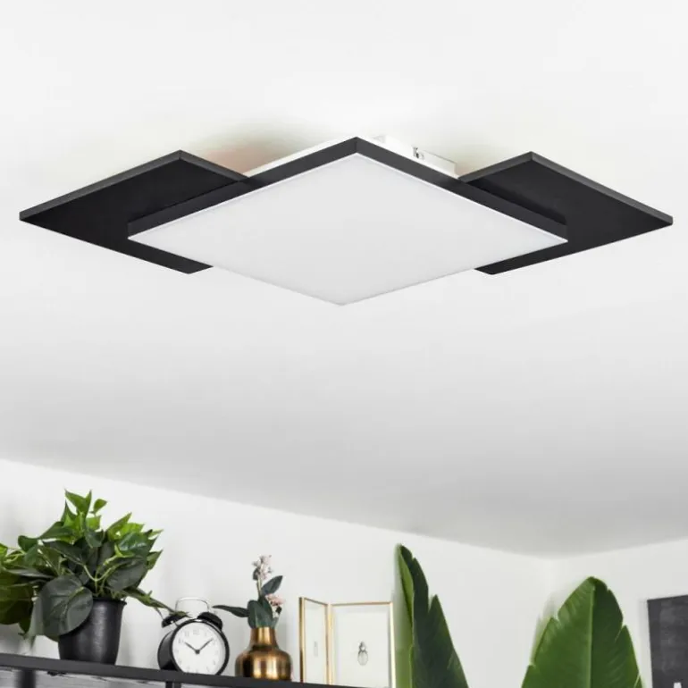 Plafonnier Barullu LED Bois clair, Noir, Blanc, 1 lumière