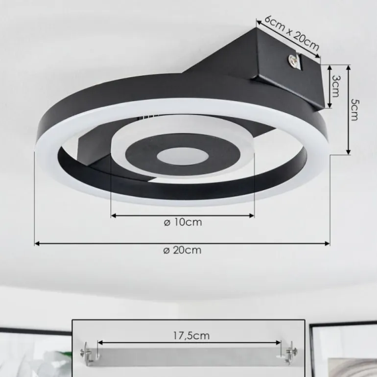 Plafonnier Canhoso LED Noir, 1 lumière