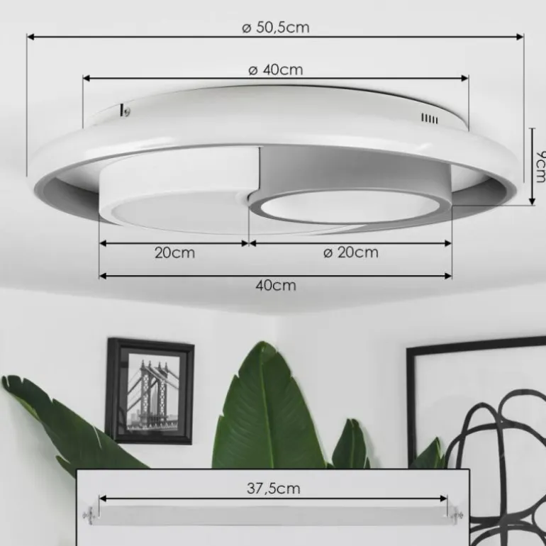 Plafonnier Casqueira LED Gris, Blanc, 1 lumière