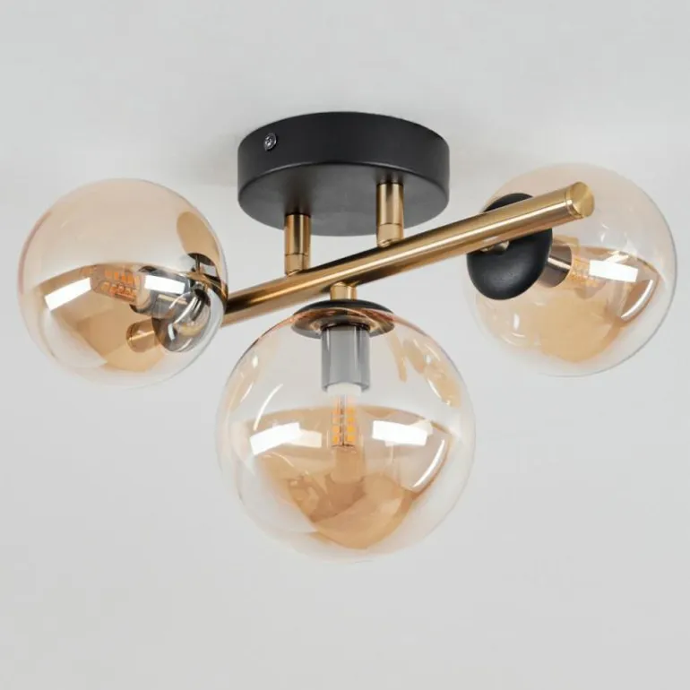Plafonnier Chehalis LED Laiton, Noir, 3 lumières