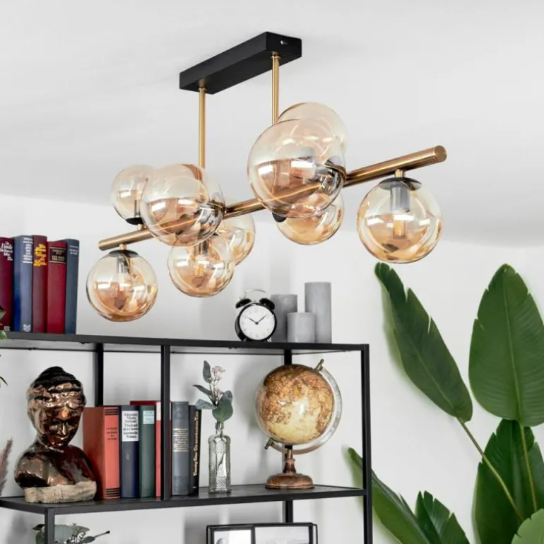 Plafonnier Chehalis LED Laiton, Noir, 9 lumières