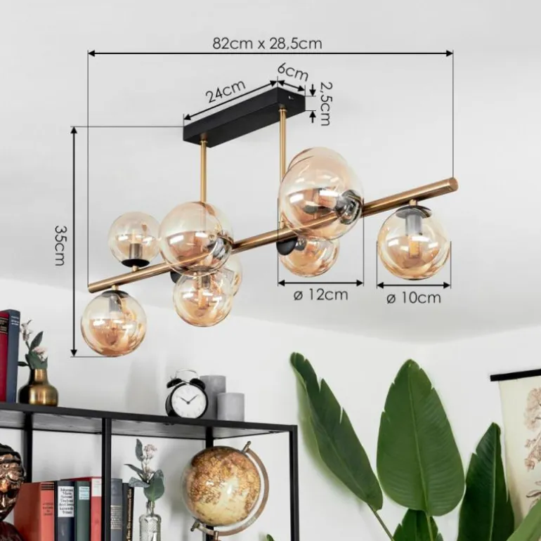 Plafonnier Chehalis LED Laiton, Noir, 9 lumières