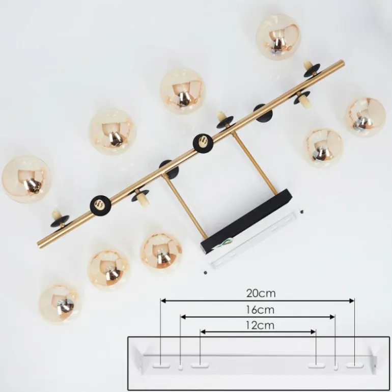 Plafonnier Chehalis LED Laiton, Noir, 9 lumières