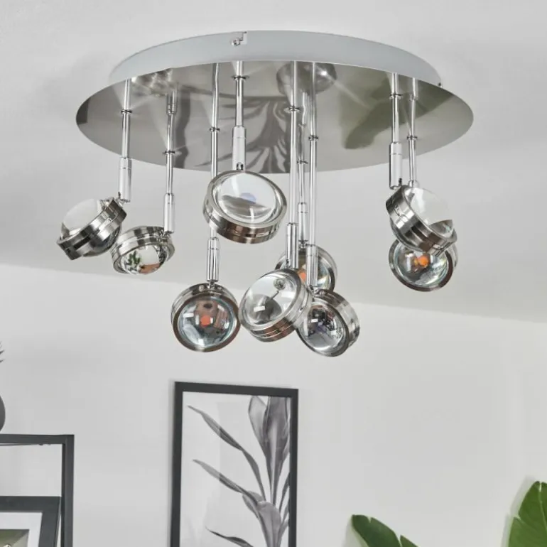Plafonnier Fernandaires LED Nickel mat, 18 lumières
