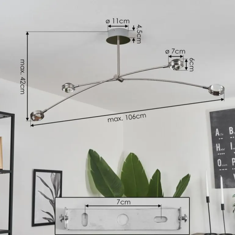 Plafonnier Fernandaires LED Nickel mat, 8 lumières
