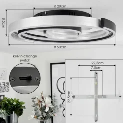 Plafonnier Golega LED Aluminium, Noir, 1 lumière