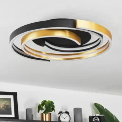 Plafonnier Golega LED Laiton, Noir, 1 lumière