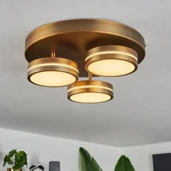Plafonnier Huallilemu LED Vieux laiton, 3 lumières