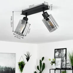 Plafonnier Hunouri Noir, 2 lumières