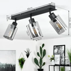 Plafonnier Hunouri Noir, 3 lumières