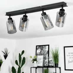 Plafonnier Hunouri Noir, 4 lumières