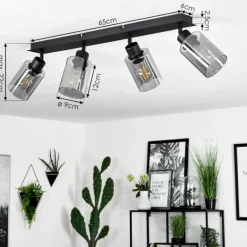 Plafonnier Hunouri Noir, 4 lumières