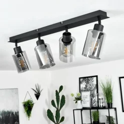 Plafonnier Hunouri Noir, 4 lumières