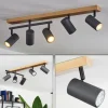 Plafonnier Javel Anthracite, Couleur bois, 5 lumières