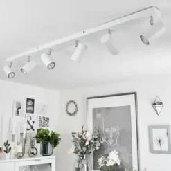 Plafonnier Javel Chrome, Blanc, 6 lumières