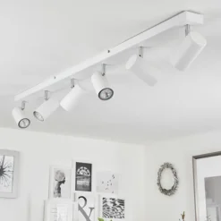 Plafonnier Javel Chrome, Blanc, 6 lumières