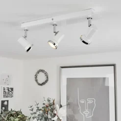 Plafonnier Lanrigan LED Chrome, Blanc, 3 lumières
