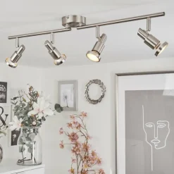 Plafonnier Lonquimay Nickel mat, 4 lumières