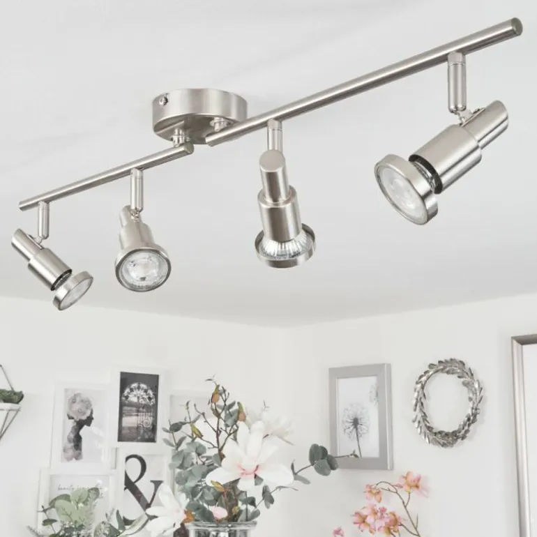 Plafonnier Lonquimay Nickel mat, 4 lumières