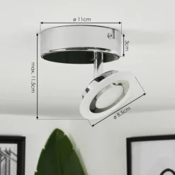 Plafonnier Lucy LED Chrome, 1 lumière, Télécommandes, Changeur de couleurs