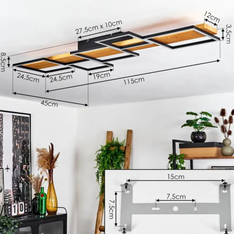 Plafonnier Pompu LED Écru, Noir, 1 lumière